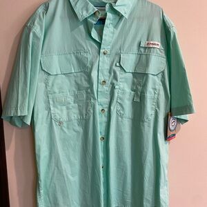 Magellan Outdoors Mint Green Short-Sleeve Button-Down Fishing Shirt